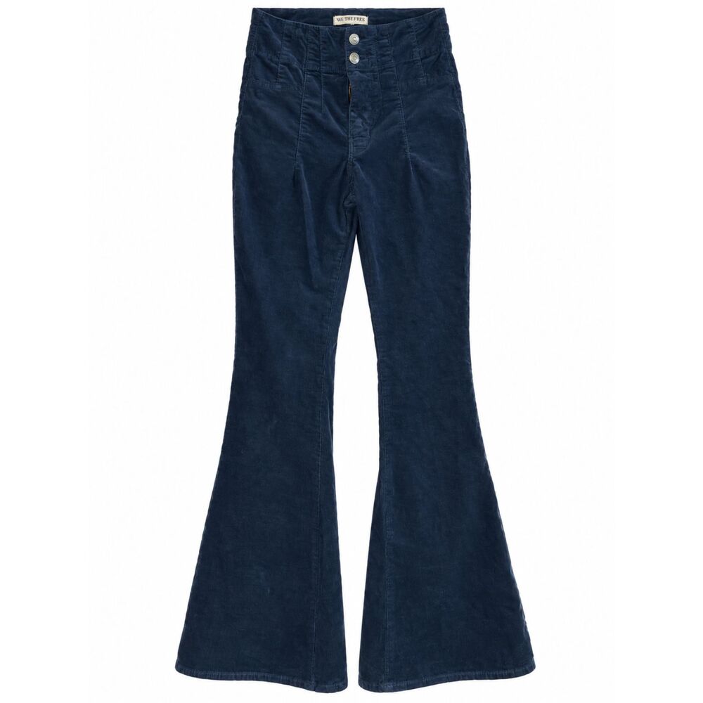 Free People We The Free Navy Corduroy Flare Pants Size 25 High Rise